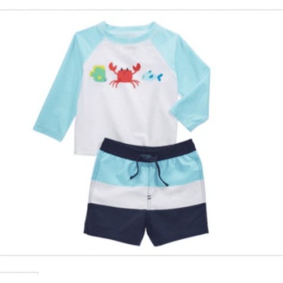 First Impressions Baby Boys Rash Guard and Swim Trunks, Choose Sz/Color - Picture 3 of 4